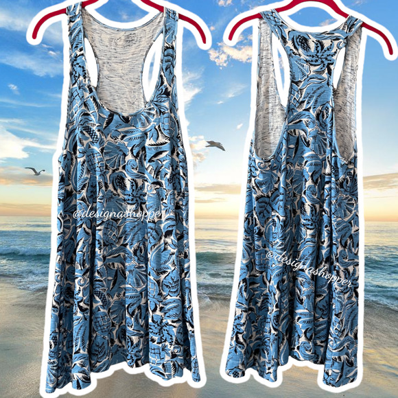 Blue LOFT Ann Taylor tunic Beach Coverup Summer Top 100% Cotton Medium - Picture 2 of 10